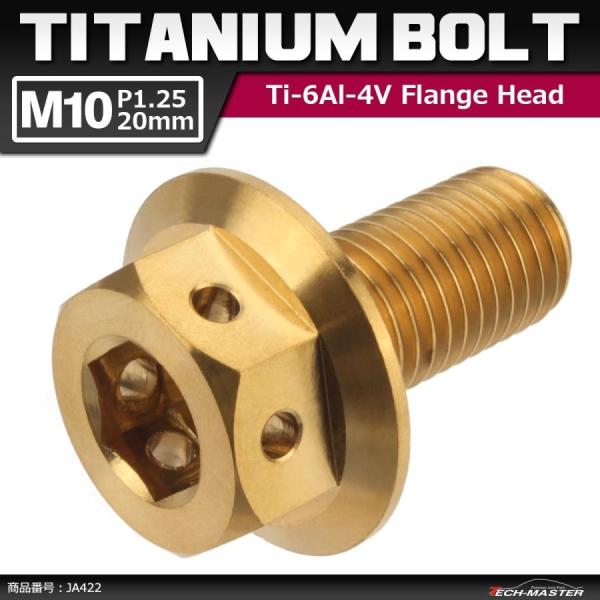 64チタンボルト M10×20mm P1.25 ホールヘッド 六角ボルト フランジ付き 六角ボルト ...