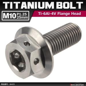 64チタンボルト M10×25mm P1.25 ホールヘッド 六角ボルト フランジ付き 六角ボルト シルバーカラー 素地 1個 JA423