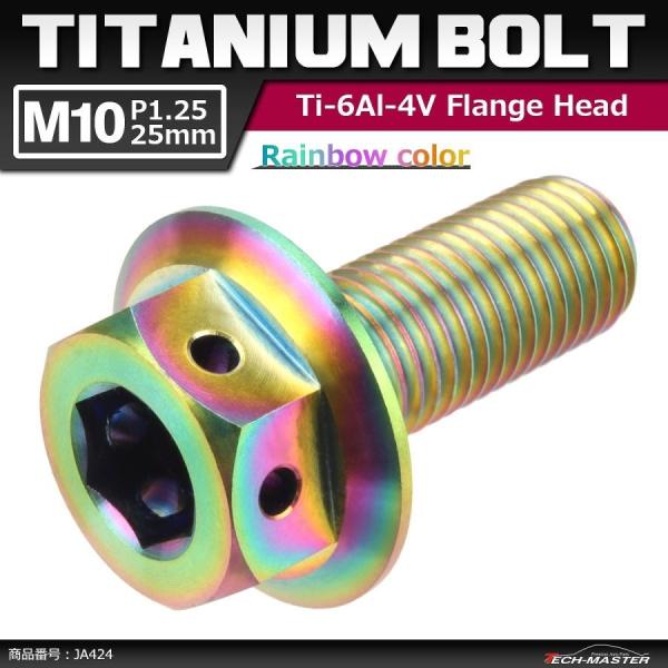 64チタンボルト M10×25mm P1.25 ホールヘッド 六角ボルト フランジ付き 六角ボルト ...