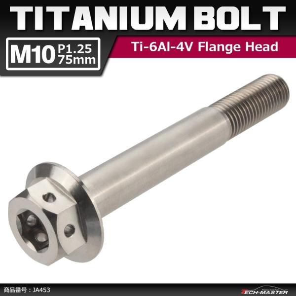 64チタンボルト M10×75mm P1.25 ホールヘッド 六角ボルト フランジ付き 六角ボルト ...