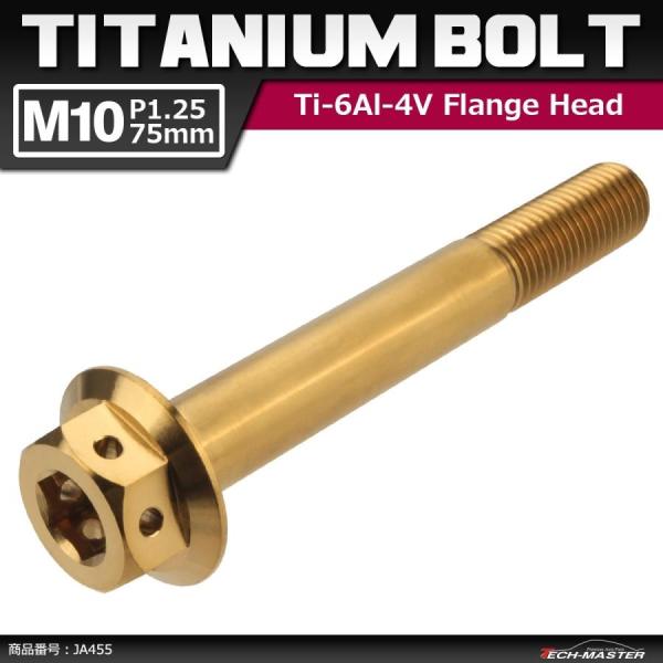 64チタンボルト M10×75mm P1.25 ホールヘッド 六角ボルト フランジ付き 六角ボルト ...