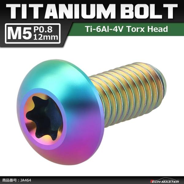 64チタンボルト M5×12mm P0.8 トラスヘッド トルクス穴付き ボタンボルト 焼きチタンカ...
