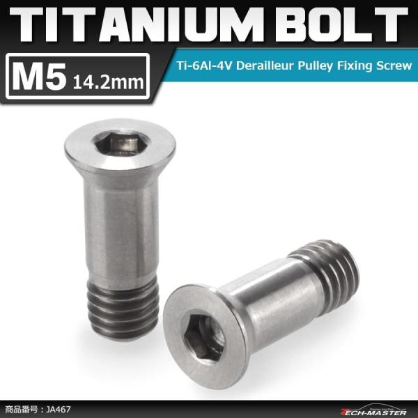 64チタンボルト ディレイラープーリー ボルト M5×14.2mm シルバーカラー 素地 2個セット...