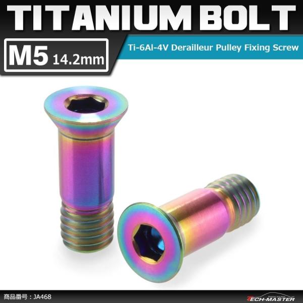 64チタンボルト ディレイラープーリー ボルト M5×14.2mm 焼きチタンカラー 2個セット J...