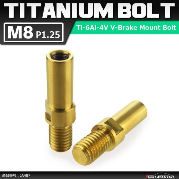 64チタンボルト M8 P1.25 Vブレーキ マウント ボルト カンチブレーキ ピボットボルト ゴ...