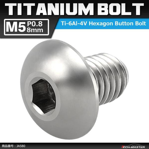 64チタンボルト M5×8mm P0.8 トラスヘッド 六角穴付き ボタンボルト シルバーカラー 素...