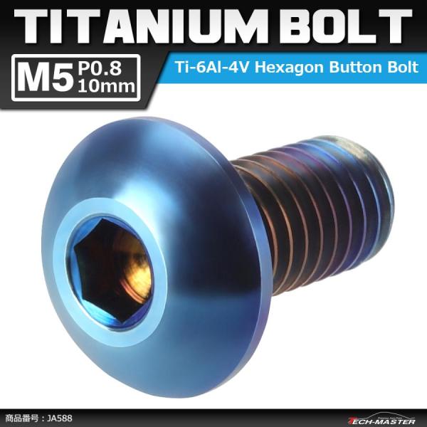 64チタンボルト M5×10mm P0.8 トラスヘッド 六角穴付き 焼きチタンカラー ダークカラー...