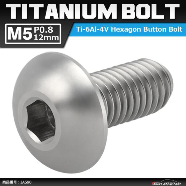 64チタンボルト M5×12mm P0.8 トラスヘッド 六角穴付き シルバーカラー 素地 1個 J...