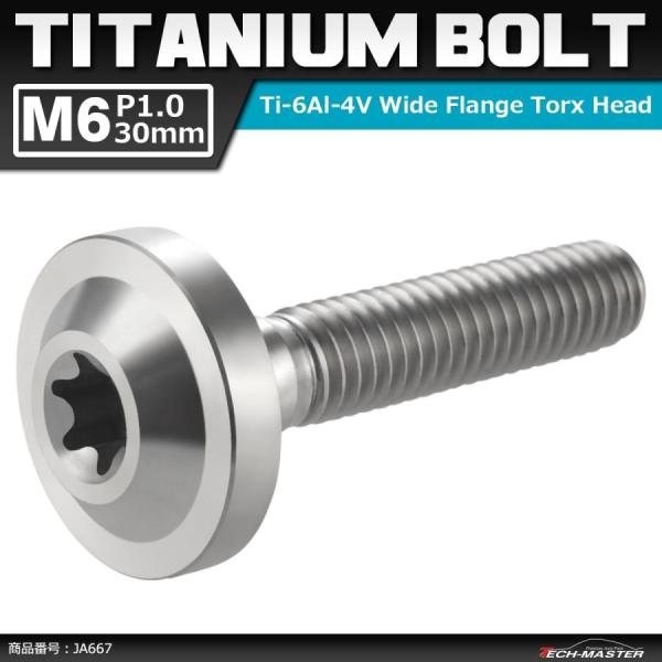 64チタンボルト M6×30mm P1.0 トルクス穴 フランジ付き ボタンボルト シルバーカラー ...