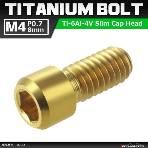 ディレーラー 調整ボルト 64チタンボルト M4×8mm P0.7 H/L 六角穴付き ゴールドカラ...