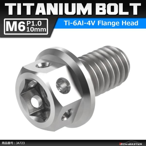 64チタンボルト M6×10mm P1.0 ホールヘッド 六角ボルト フランジ付き 六角ボルト シル...