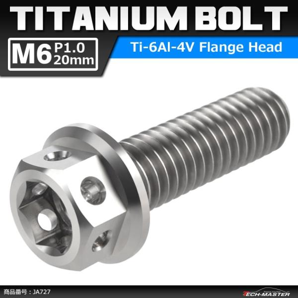 64チタンボルト M6×20mm P1.0 ホールヘッド 六角ボルト フランジ付き 六角ボルト シル...