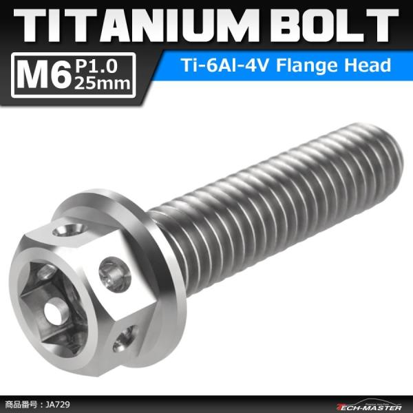 64チタンボルト M6×25mm P1.0 ホールヘッド 六角ボルト フランジ付き 六角ボルト シル...