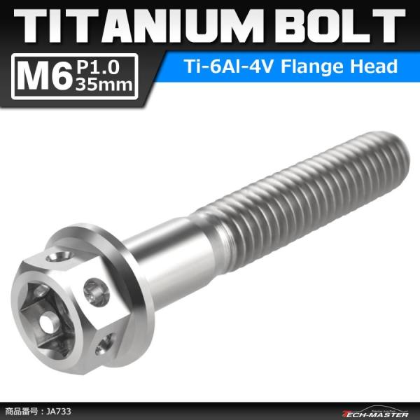 64チタンボルト M6×35mm P1.0 ホールヘッド 六角ボルト フランジ付き 六角ボルト シル...