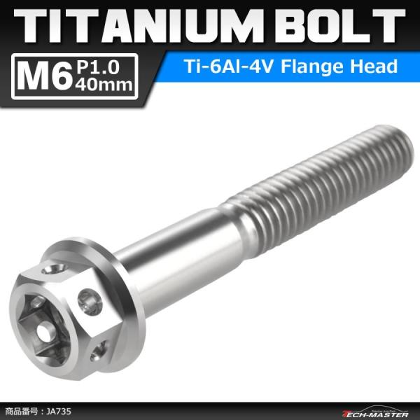 64チタンボルト M6×40mm P1.0 ホールヘッド 六角ボルト フランジ付き 六角ボルト シル...