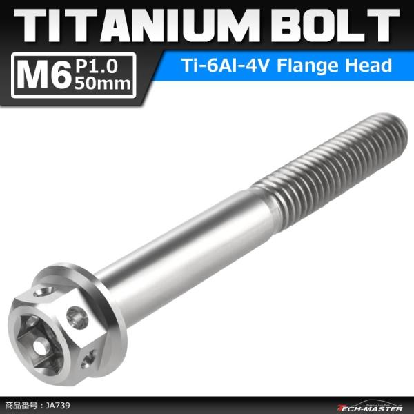 64チタンボルト M6×50mm P1.0 ホールヘッド 六角ボルト フランジ付き 六角ボルト シル...