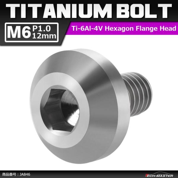 64チタンボルト M6×12mm P1.0 テーパーヘッド 六角穴 ボタンボルト シルバーカラー 素...