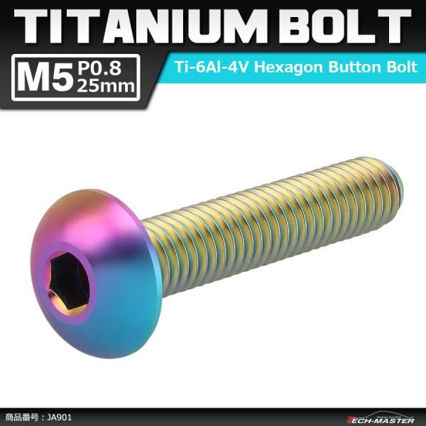 64チタンボルト M5×25mm P0.8 トラスヘッド 六角穴付き 焼きチタンカラー ライトカラー...