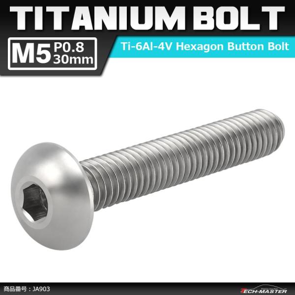 64チタンボルト M5×30mm P0.8 トラスヘッド 六角穴付き シルバーカラー 1個 JA90...