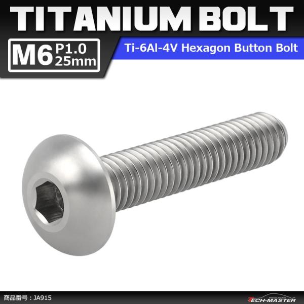 64チタンボルト M6×25mm P1.0 トラスヘッド 六角穴付き シルバーカラー 1個 JA91...