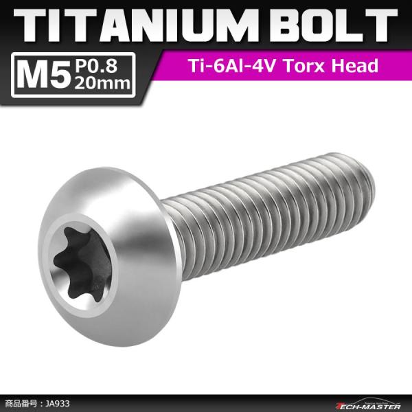 64チタンボルト M5×20mm P0.8 トラスヘッド トルクス穴付き シルバーカラー 1個 JA...