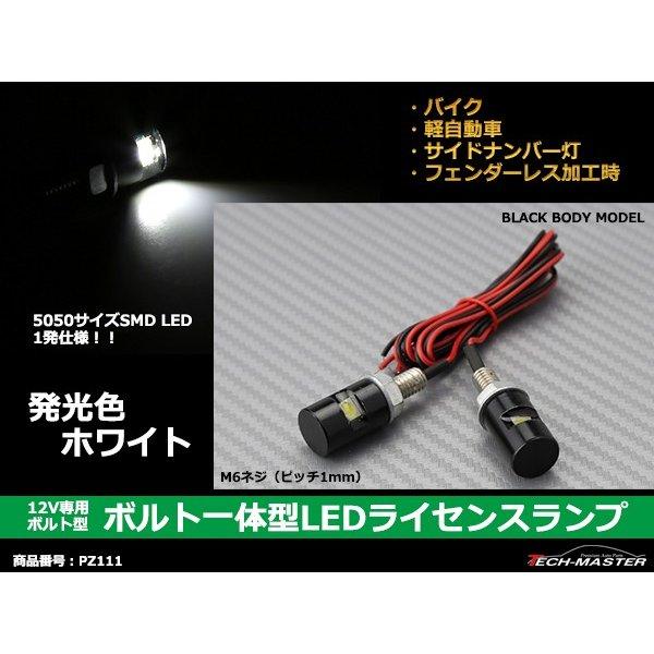 ボルト型 汎用 LED ナンバー灯 バイク 等に 本体色：ブラック 2個 セット PZ111