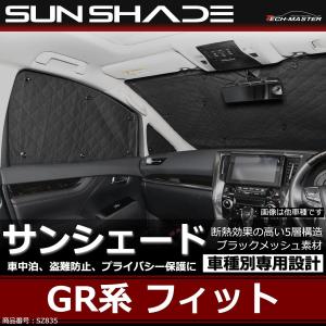 GR系 フィット サンシェード 全窓用 ブラックメッシュ 車中泊 アウトドア 日よけ SZ835