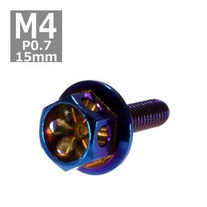 六角ボルト M4×15mm P0.7 フラワーヘッド ステンレス 焼きチタンカラー 1個 TB0533｜tech