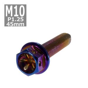 六角ボルト M10×45mm P1.25 フラワーヘッド ステンレス 焼きチタンカラー 1個 TB0586｜tech