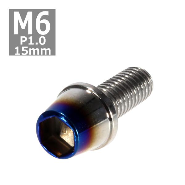 キャップボルト M6×15mm P1.0 テーパー ステンレス シルバー＆焼きチタンカラー 1個 T...