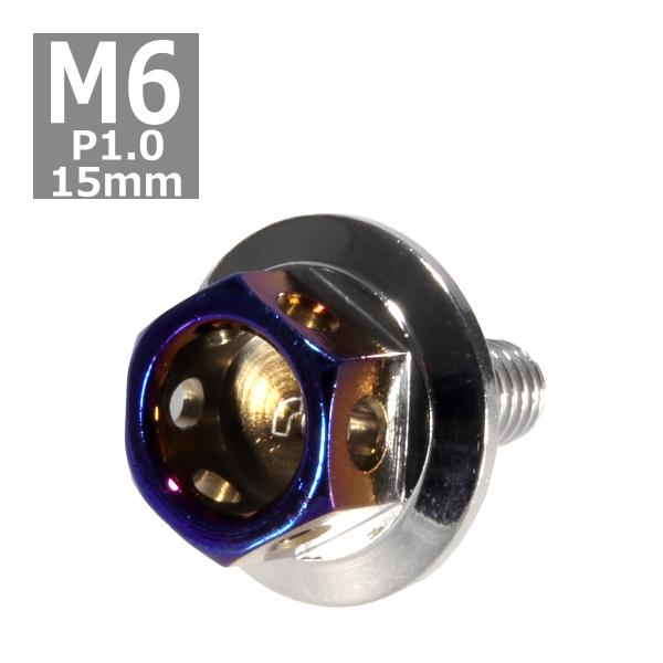 六角ボルト M6×15mm P1.0 ヘキサゴン ワイド ステンレス シルバー＆焼きチタンカラー 1...