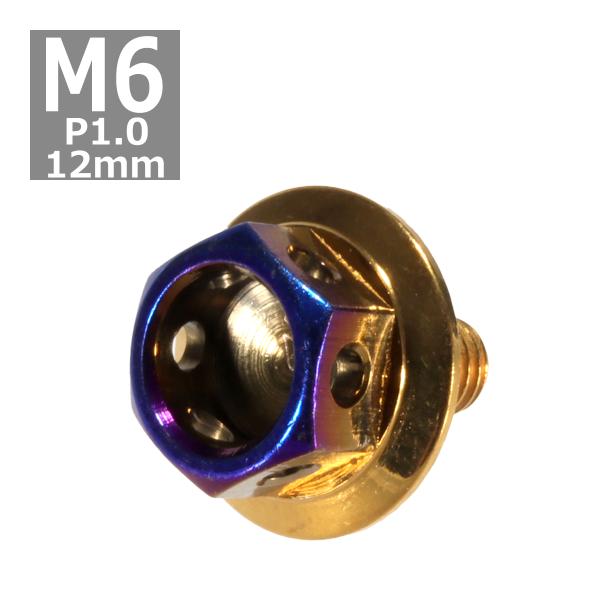 六角ボルト M6×12mm P1.0 ヘキサゴン ワイド ステンレス ゴールド＆焼きチタンカラー 1...