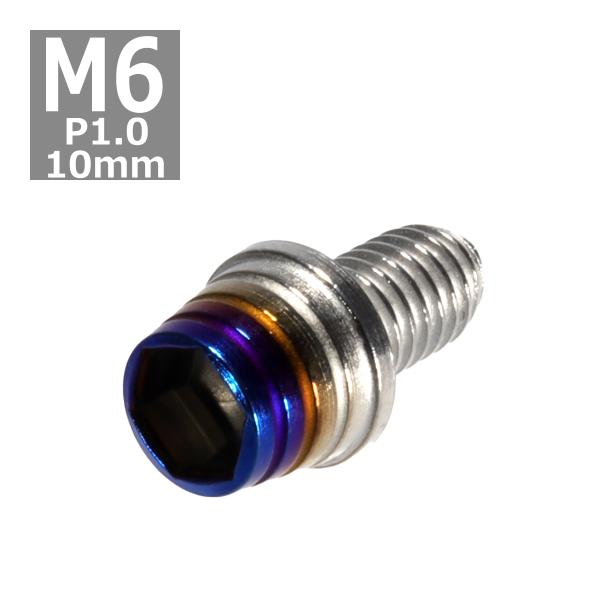 キャップボルト M6×10mm P1.0 テーパーシェル ステンレス シルバー＆焼きチタンカラー 1...