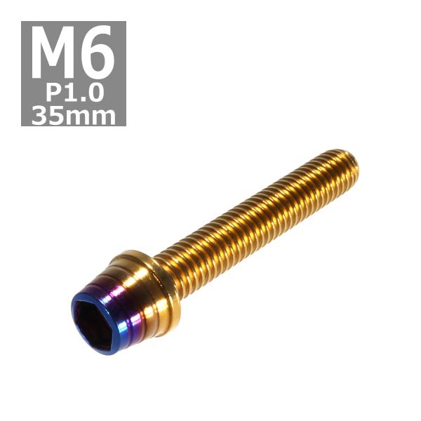 キャップボルト M6×35mm P1.0 テーパーシェル ステンレス ゴールド＆焼きチタンカラー 1...