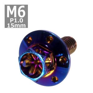 六角ボルト M6×15mm P1.0 フラワーヘッド ワイドフランジ ステンレス 焼きチタンカラー 1個 TB0967｜tech