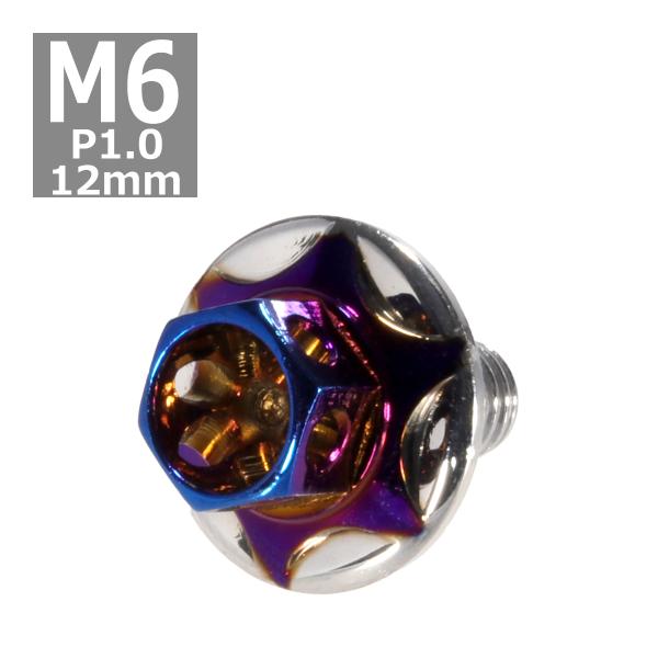 六角ボルト M6×12mm P1.0 フラワーヘッド スターワイドフランジ ステンレス シルバー＆焼...
