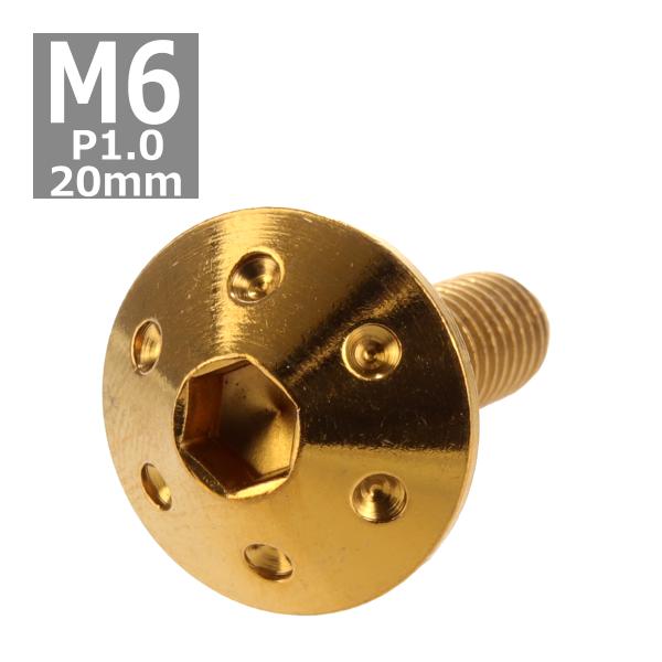 ボタンボルト M6×20mm P1.0 ホールヘッド ステンレス ゴールド 1個 TR0067