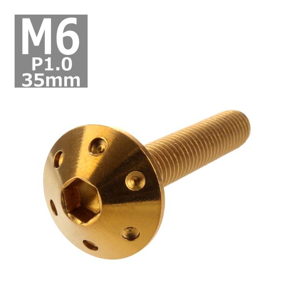 ボタンボルト M6×35mm P1.0 ホールヘッド ステンレス ゴールド 1個 TR0070