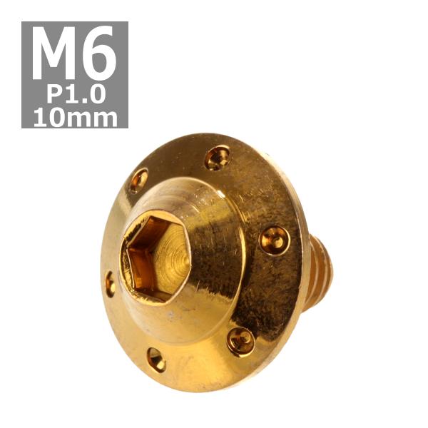 ボタンボルト M6×10mm P1.0 ホールヘッド H-1 ステンレス ゴールド 1個 TR019...