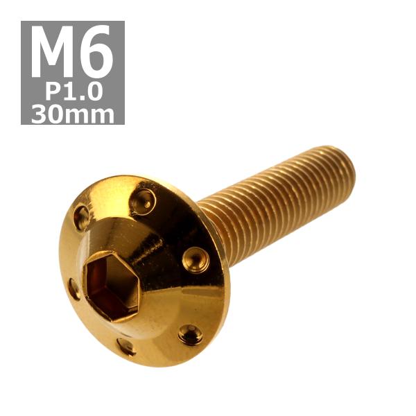 ボタンボルト M6×30mm P1.0 ホールヘッド H-1 ステンレス ゴールド 1個 TR019...
