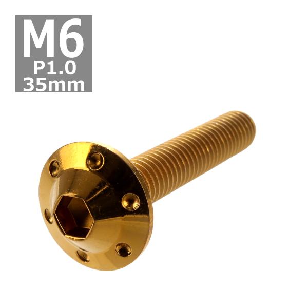 ボタンボルト M6×35mm P1.0 ホールヘッド H-1 ステンレス ゴールド 1個 TR019...