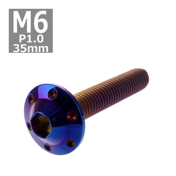 ボタンボルト M6×35mm P1.0 ホールヘッド H-1 ステンレス 焼きチタンカラー 1個 T...