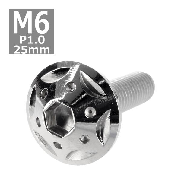 ボタンボルト M6×25mm P1.0 スターホールヘッド ステンレス シルバー 1個 TR0222