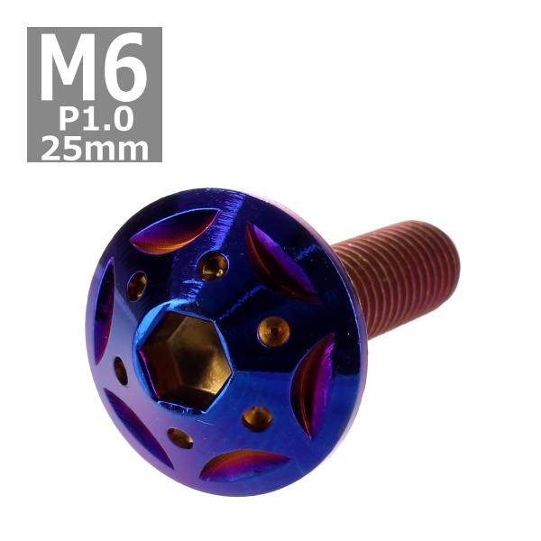 ボタンボルト M6×25mm P1.0 スターホールヘッド ステンレス 焼きチタンカラー 1個 TR...