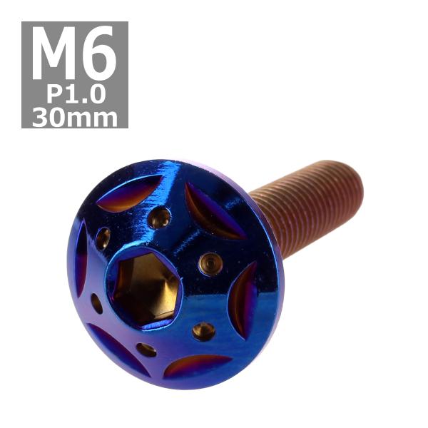 ボタンボルト M6×30mm P1.0 スターホールヘッド ステンレス 焼きチタンカラー 1個 TR...