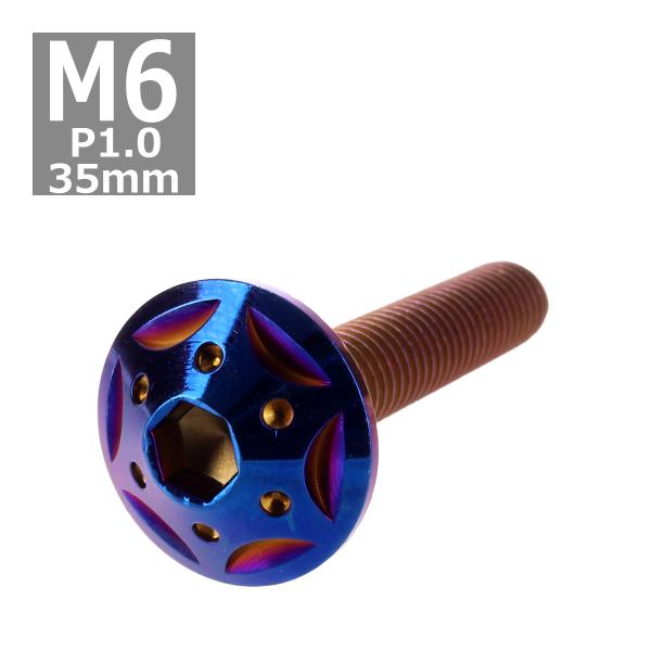 ボタンボルト M6×35mm P1.0 スターホールヘッド ステンレス 焼きチタンカラー 1個 TR...