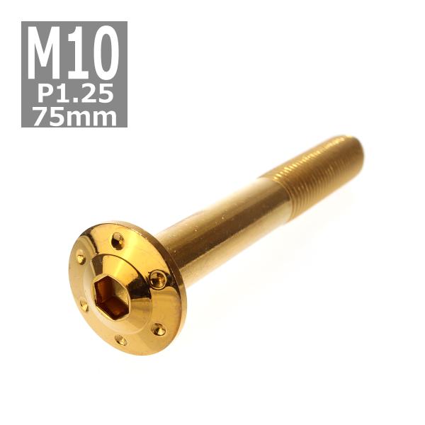 ボタンボルト M10×75mm P1.25 ホールヘッド H-1 ステンレス ゴールド 1個 TR0...