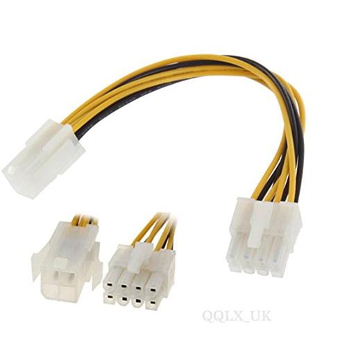 ATX12V 4ピン → EPS12V 8ピン 電源変換ケーブル 15.5cm [ATX4PEPS8...