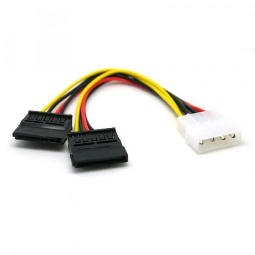 4ピン IDE/Molex → 2 X 15 ピン SATA 電源変換 アダプターケーブル [IDM...