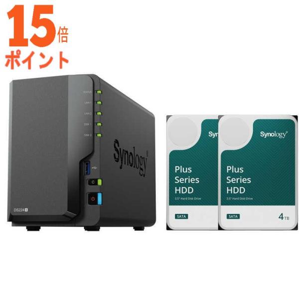 SYNOLOGY DiskStation DS224+ 初心者ガイド付+HAT3300-4TB 2個...